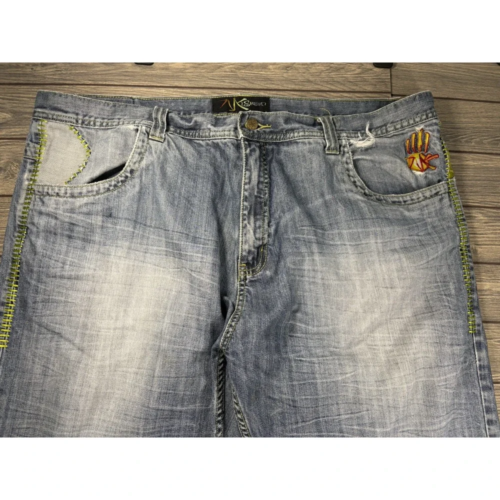 Miskeen Jeans Mens 44 Originals Streetwear Straight Embroidered Patchwork Y2K